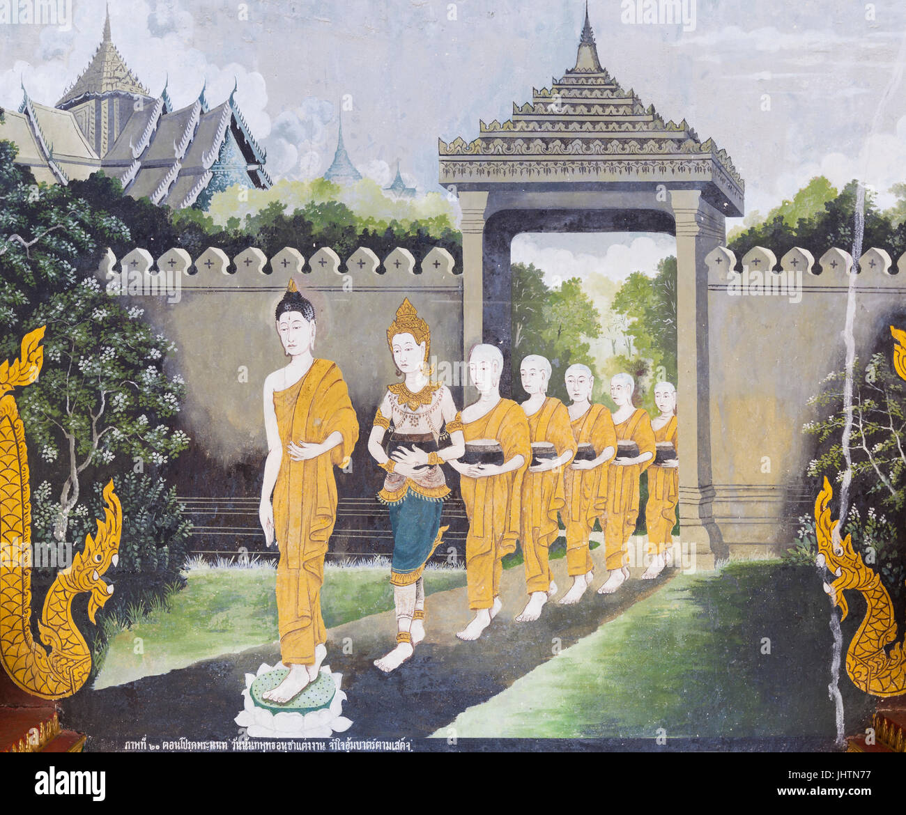 Fresco depicting a scene from the life of Buddha, Wat Phra That Doi