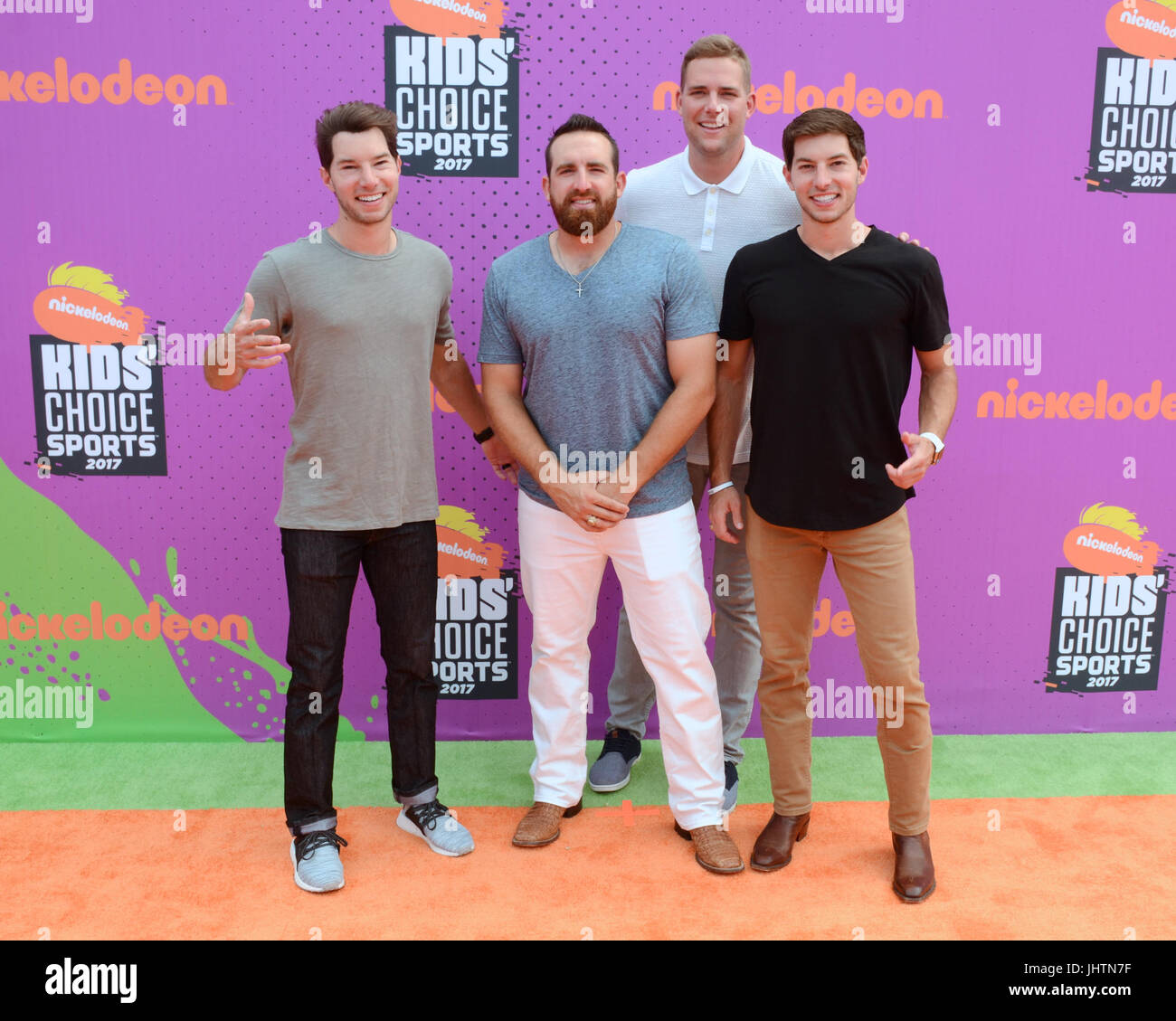 Coby Cotton,Tyler Toney,Cody Jones,Cory Cotton Dude Perfect attends 2017 Nickelodeon Kids' Choice Sports Awards Pauley Pavilion Los Angeles,California July 13,2017. Stock Photo