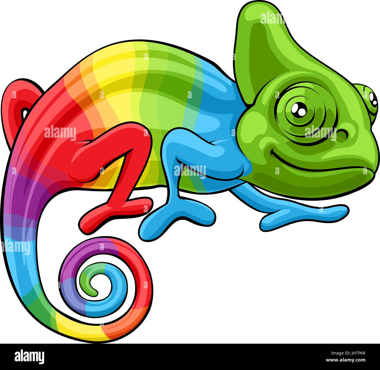 Chameleon Cartoon Rainbow Character Stock Vector