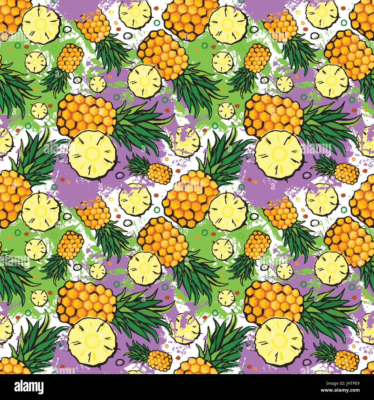 Seamless Pattern Pineapple Fruits Exotic Ornament Background Stock ...