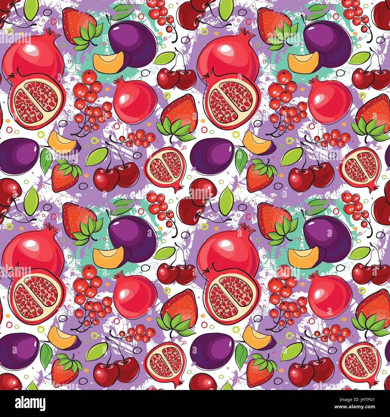 Seamless Pattern Different Fruits Summer Ornament Background Stock ...