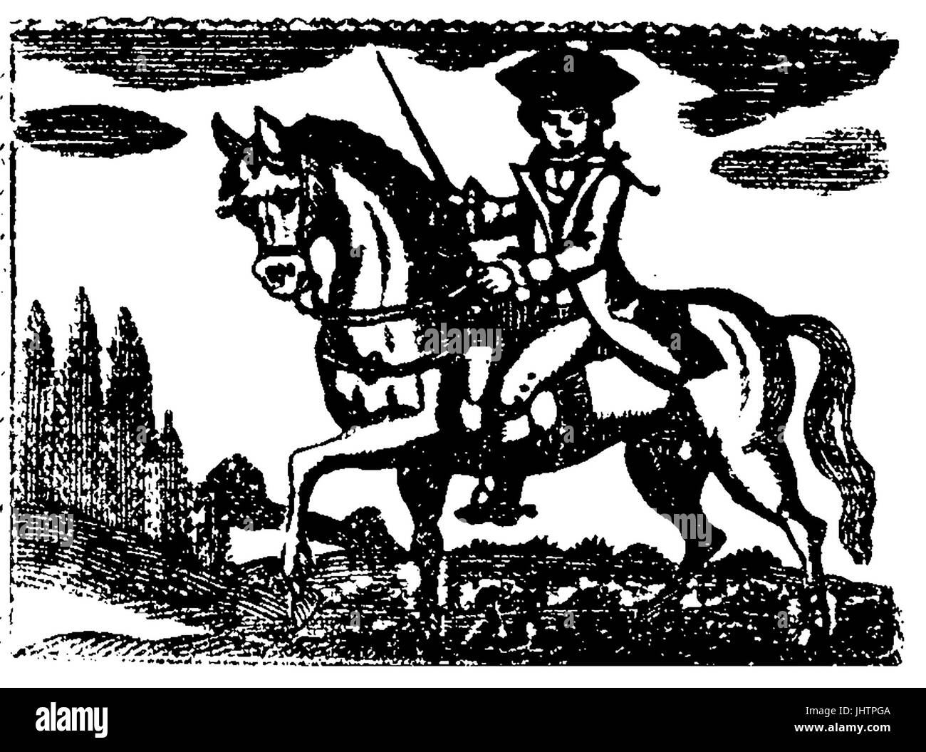 18th century woodcut of a riding officer (Customs & Excise) Stock Photo