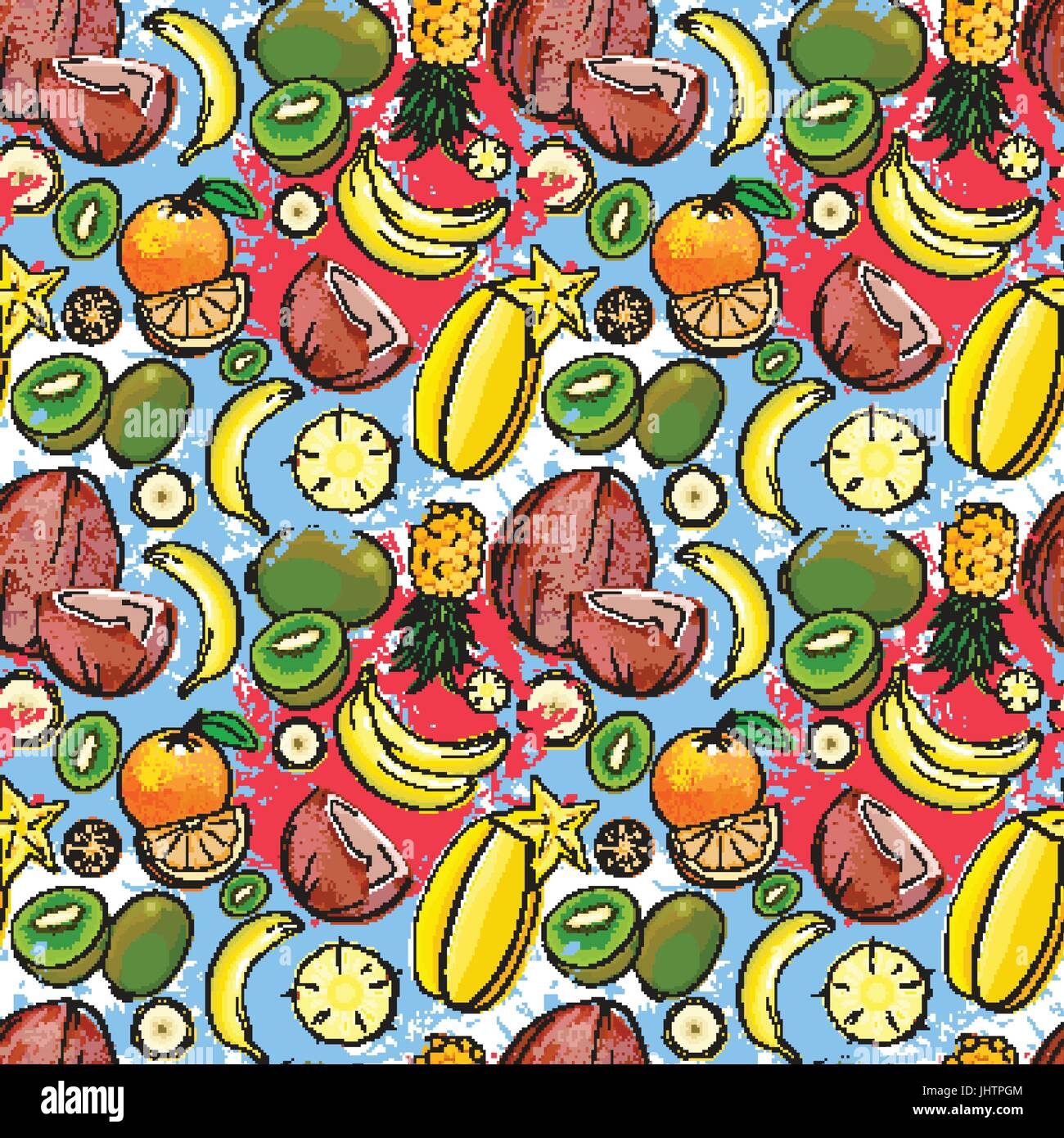 Seamless Pattern Different Fruits Summer Ornament Background Stock ...