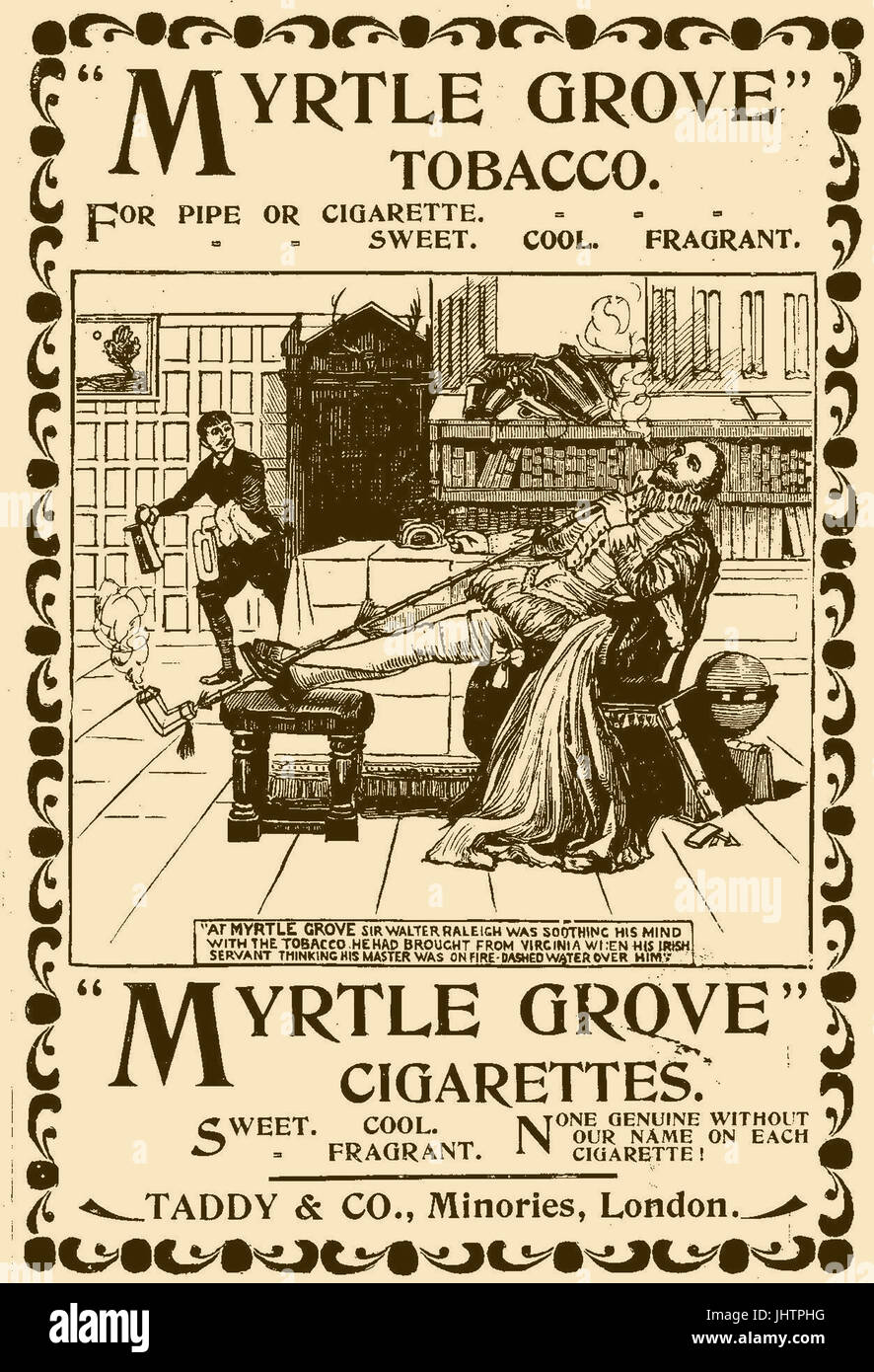 Magazine advertisement for Myrtle Grove cigarettes Stock Photo