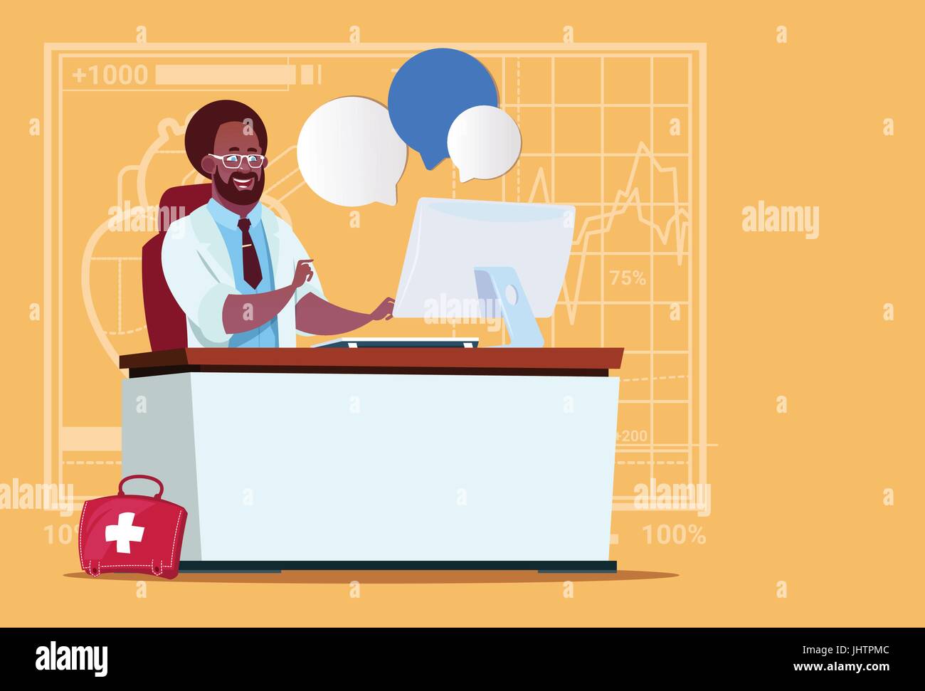 Ethnic doctor and computer Stock Vector Images - Alamy