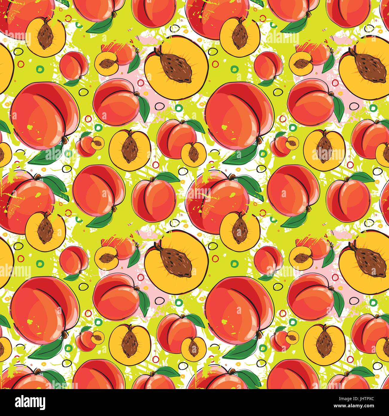Seamless Pattern Peach Fruits Summer Ornament Background Stock Vector ...