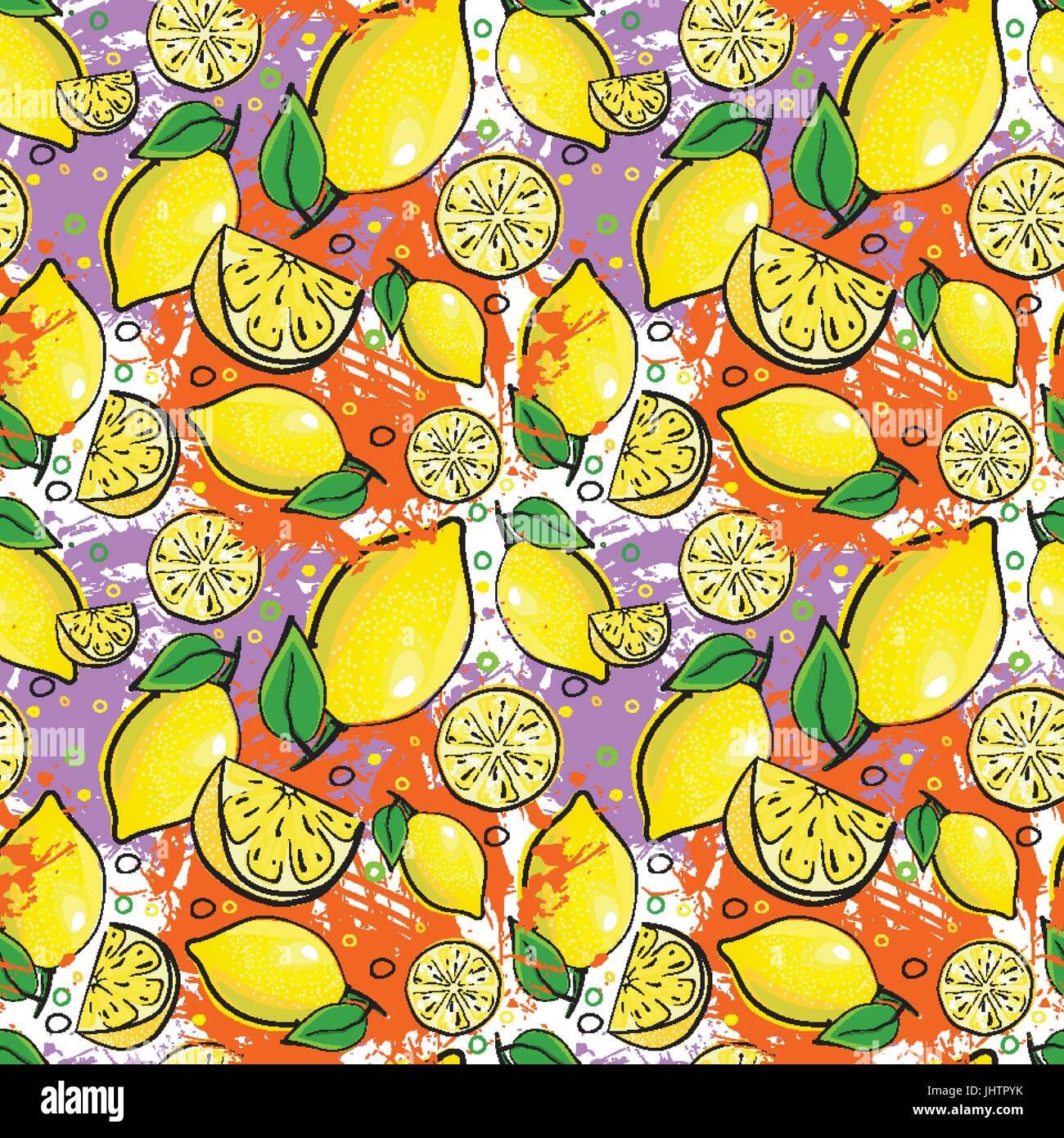 Seamless Pattern Lemon Fruits Summer Ornament Background Stock Vector ...