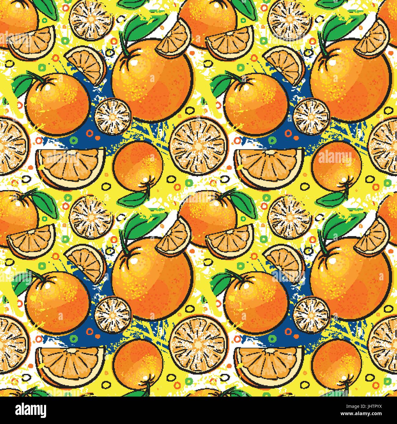 Seamless Pattern Orange Fruits Summer Ornament Background Stock Vector ...
