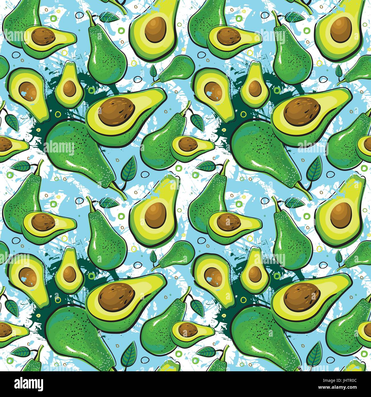 Seamless Pattern Avocado Fruits Exotic Ornament Background Stock Vector ...