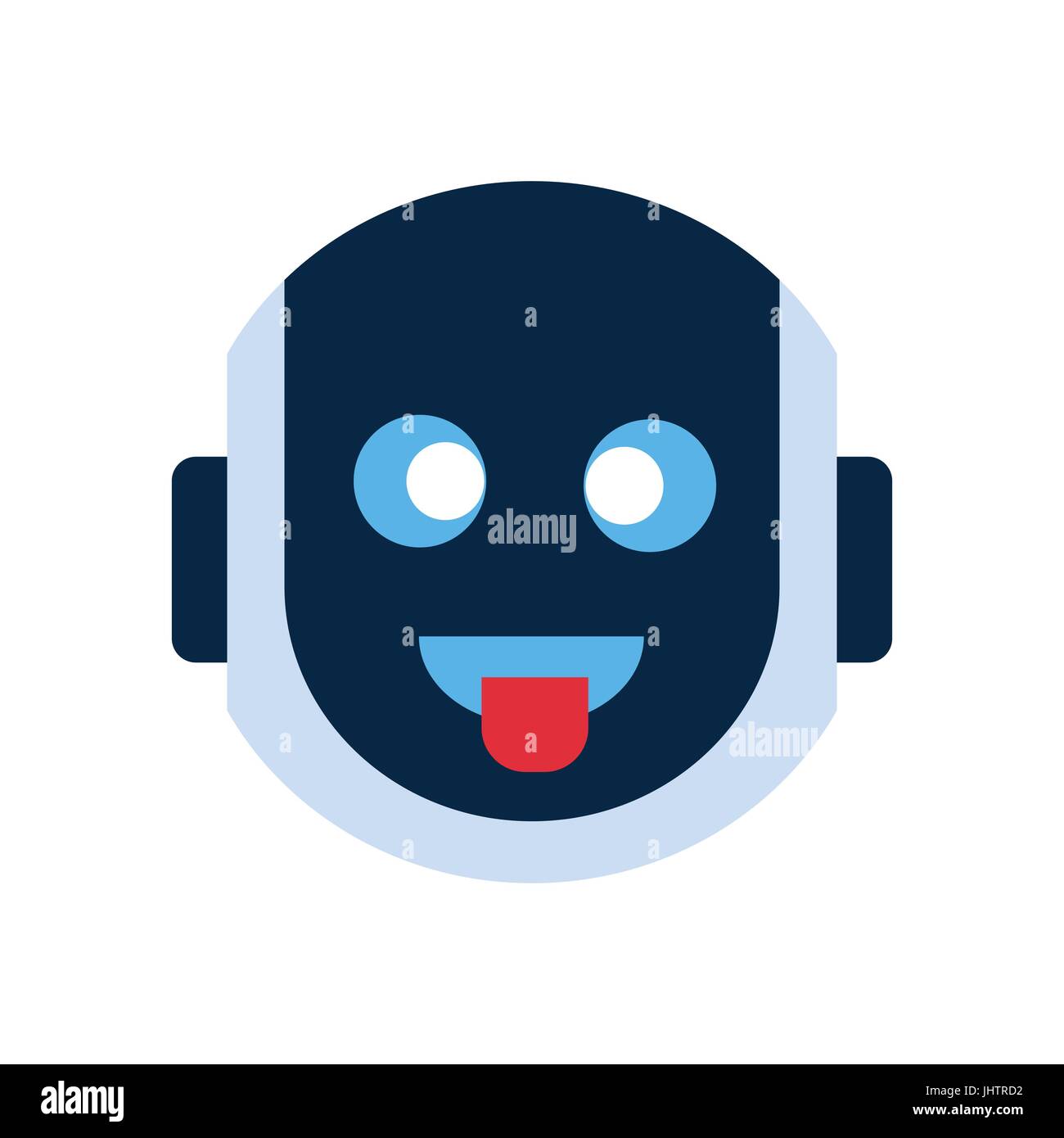 Robot Face Icon Smiling Face Showing Tongue Emotion Robotic Emoji Stock Vector
