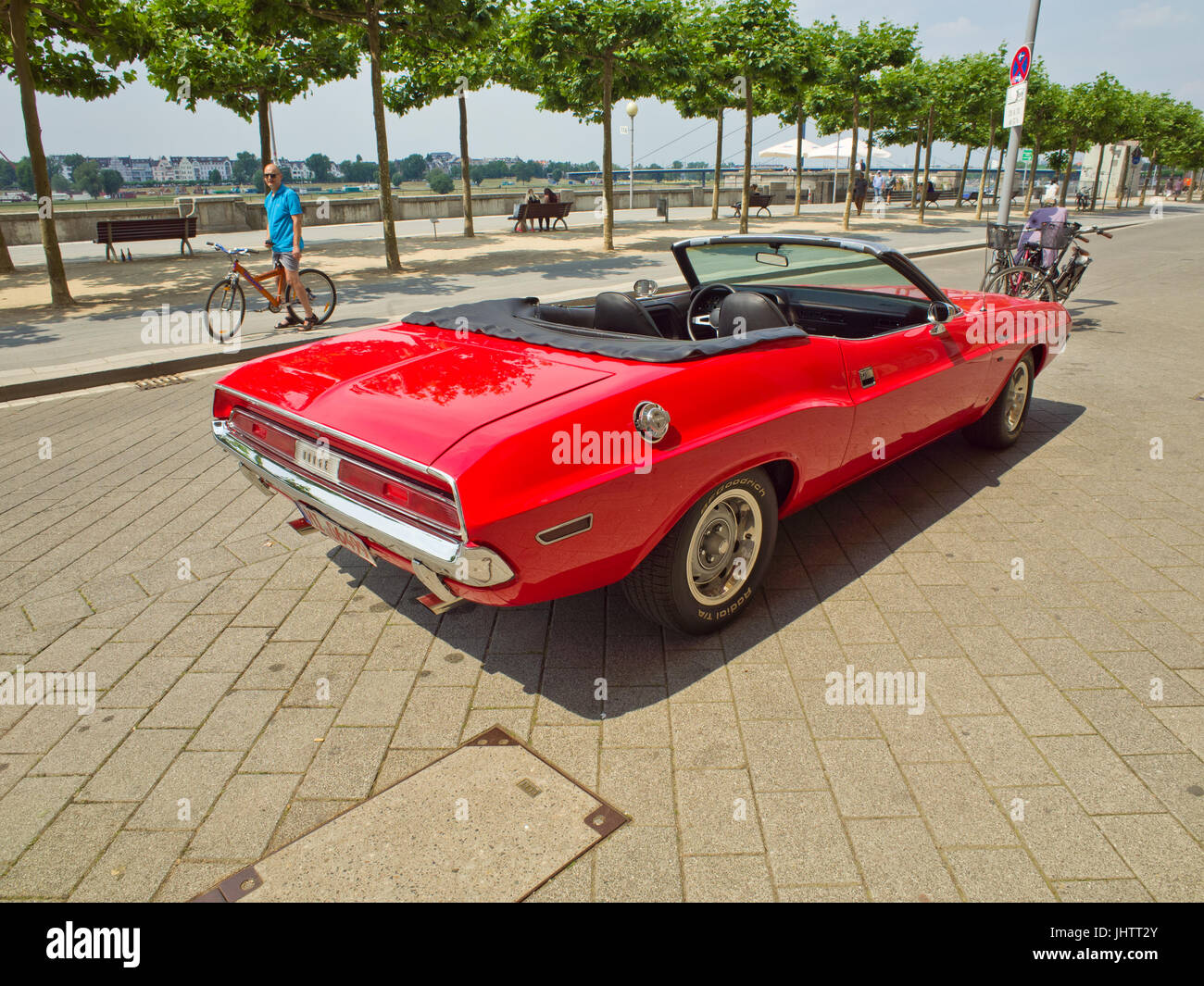 Red Dodge Challenger Convertible American Muscle Car Stock Photo