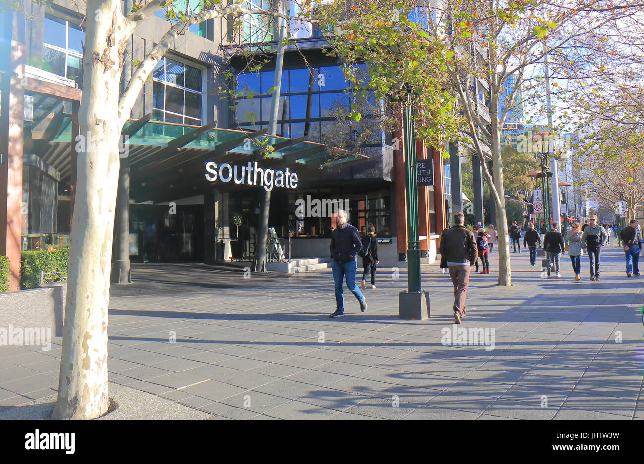 People visit Southgate shopping complex in South bank in Melbourne Australia. Stock Photo