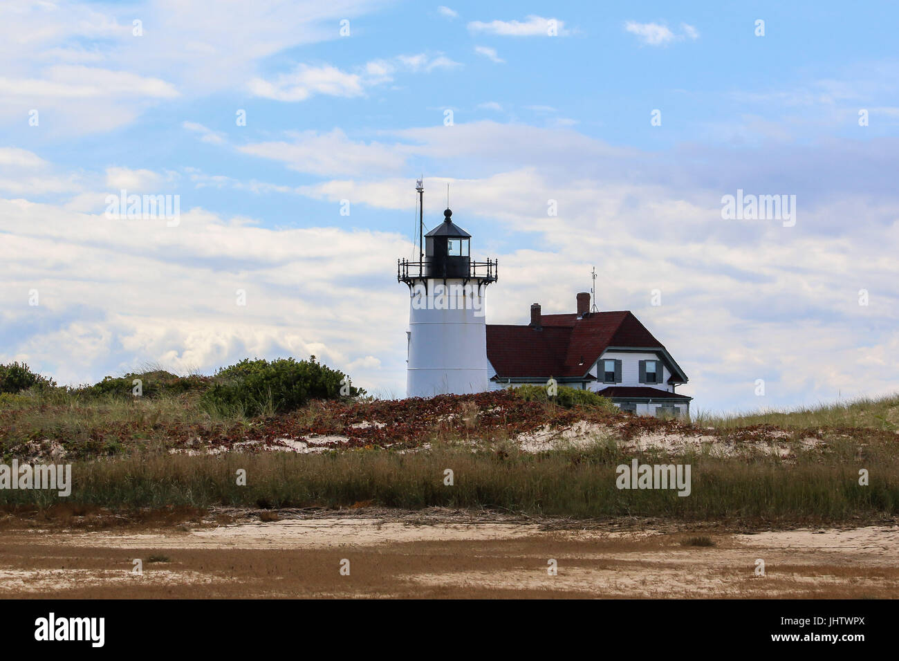 PROVINCETOWN-SEPTEMBER 15: Race Point lighthouse in Provincetown, Cape Cod , Massachussets, USA on September  15, 2014. Stock Photo