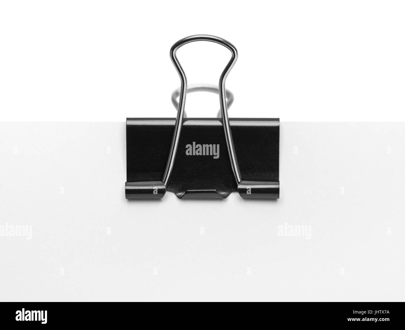 Black Binder Clip on Paper Isolated on White Background Stock Photo Alamy