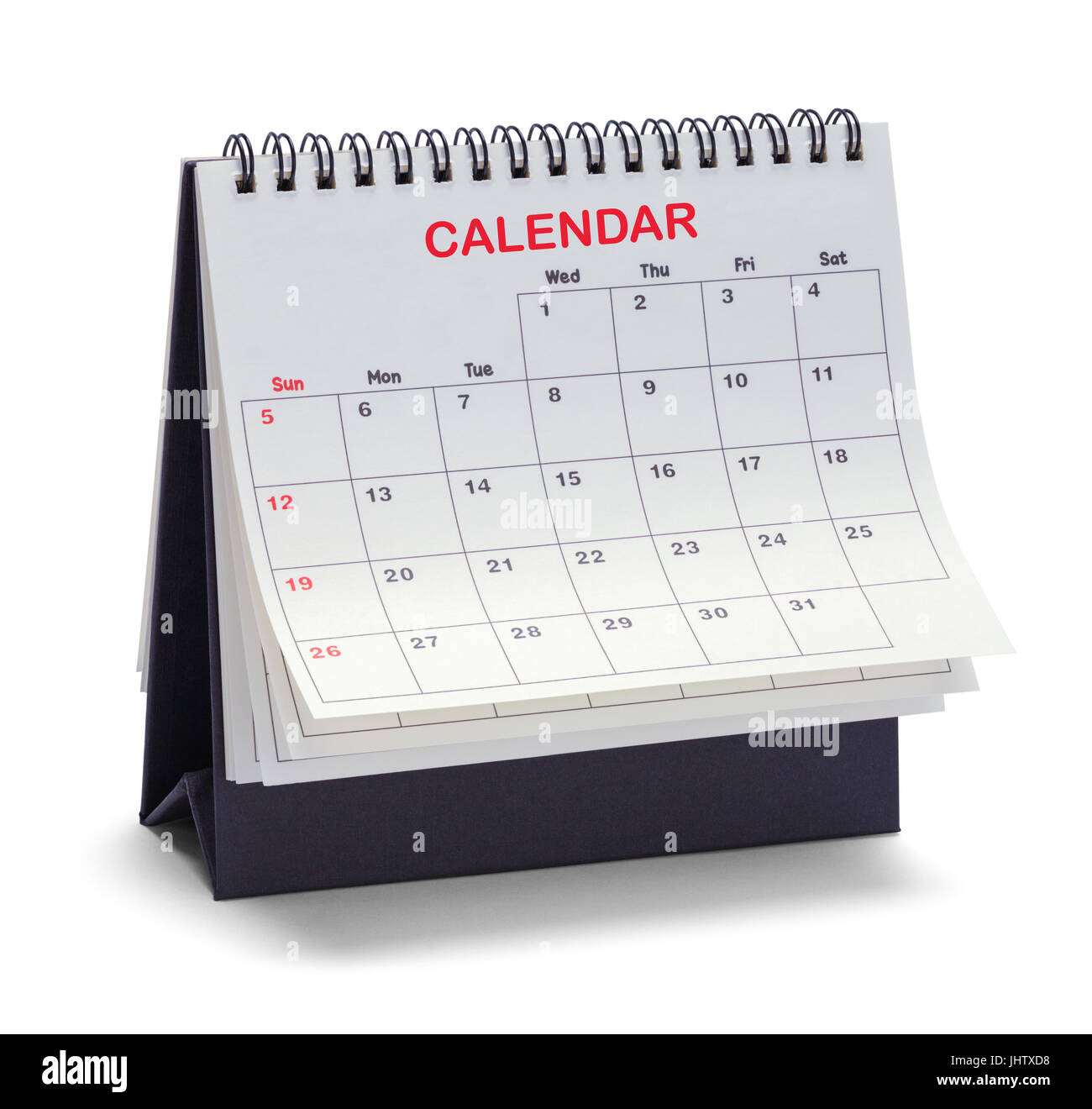 Desk Top Tent Calendar Isolated on White Background. Stock Photo