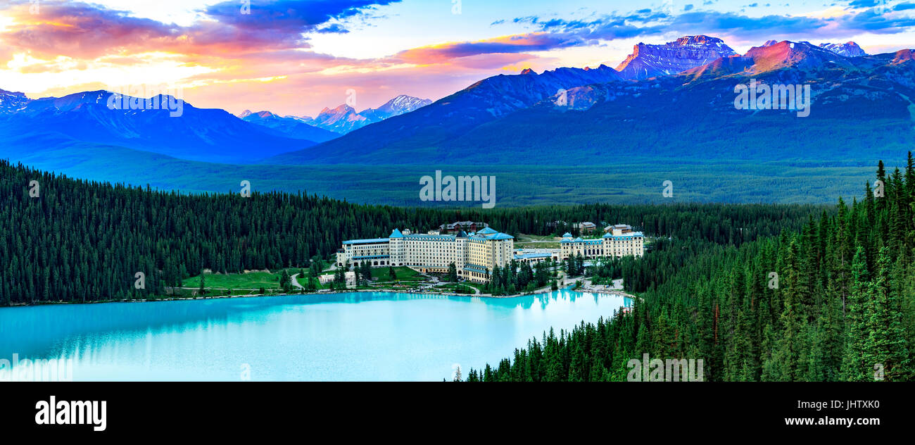 Lake Louise Fairmont Summer Stock Photo