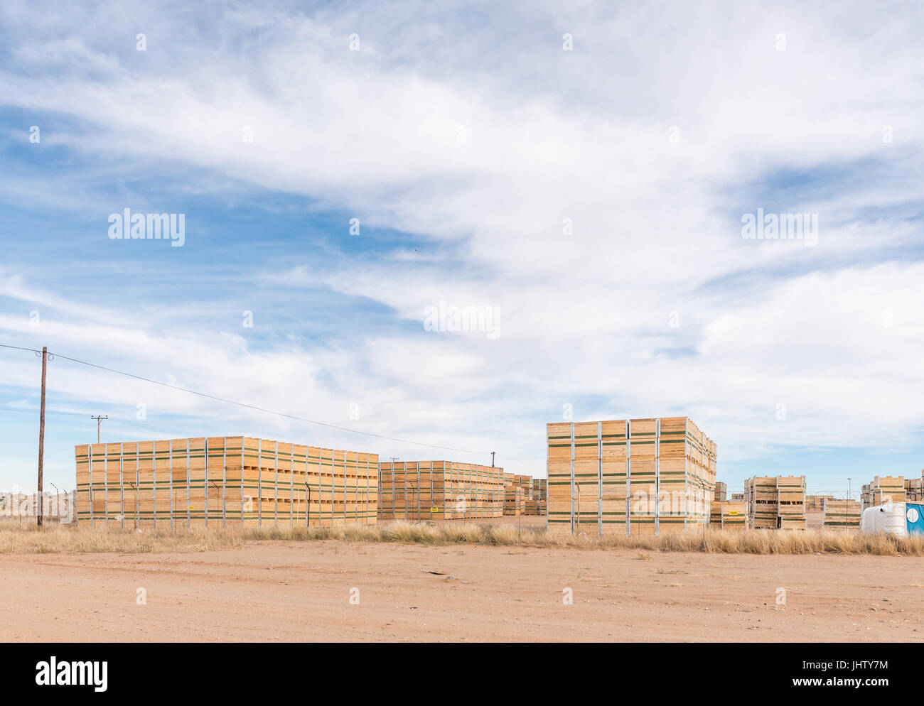 KEIMOES, SOUTH AFRICA JUNE 12, 2017 Wooden crates at the packing