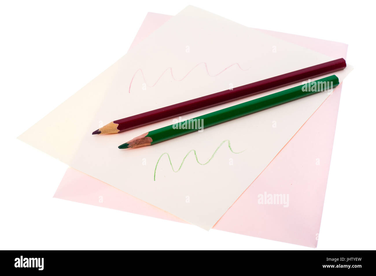 Color pencils on light background. Studio Photo Stock Photo