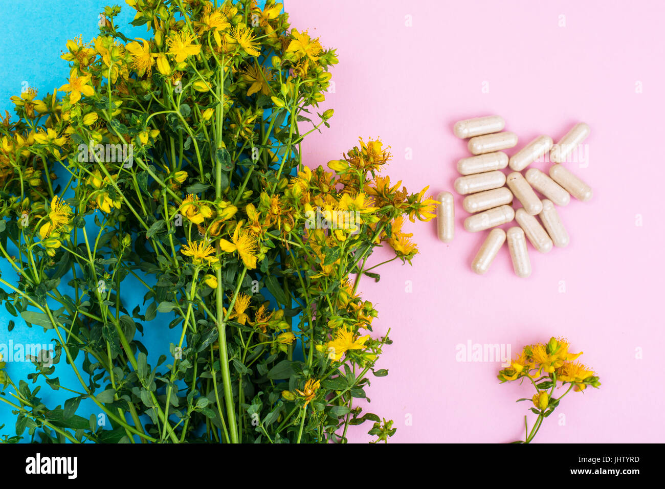 Medical capsules from natural St. John's wort medicinal. Studio Photo Stock Photo Alamy