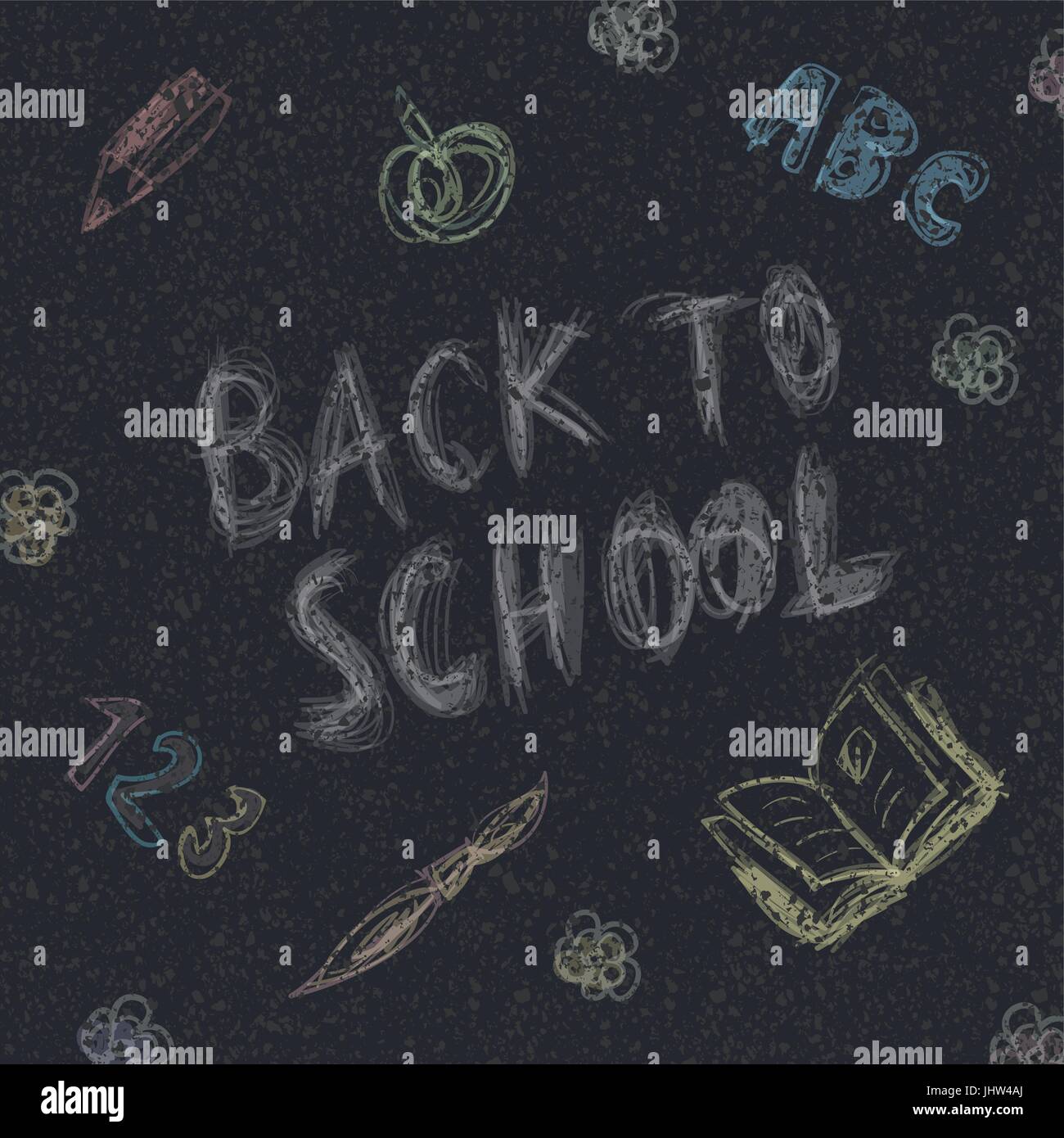 Back to school. Written by chalk on the asphalt background. Vector, EPS10 Stock Vector