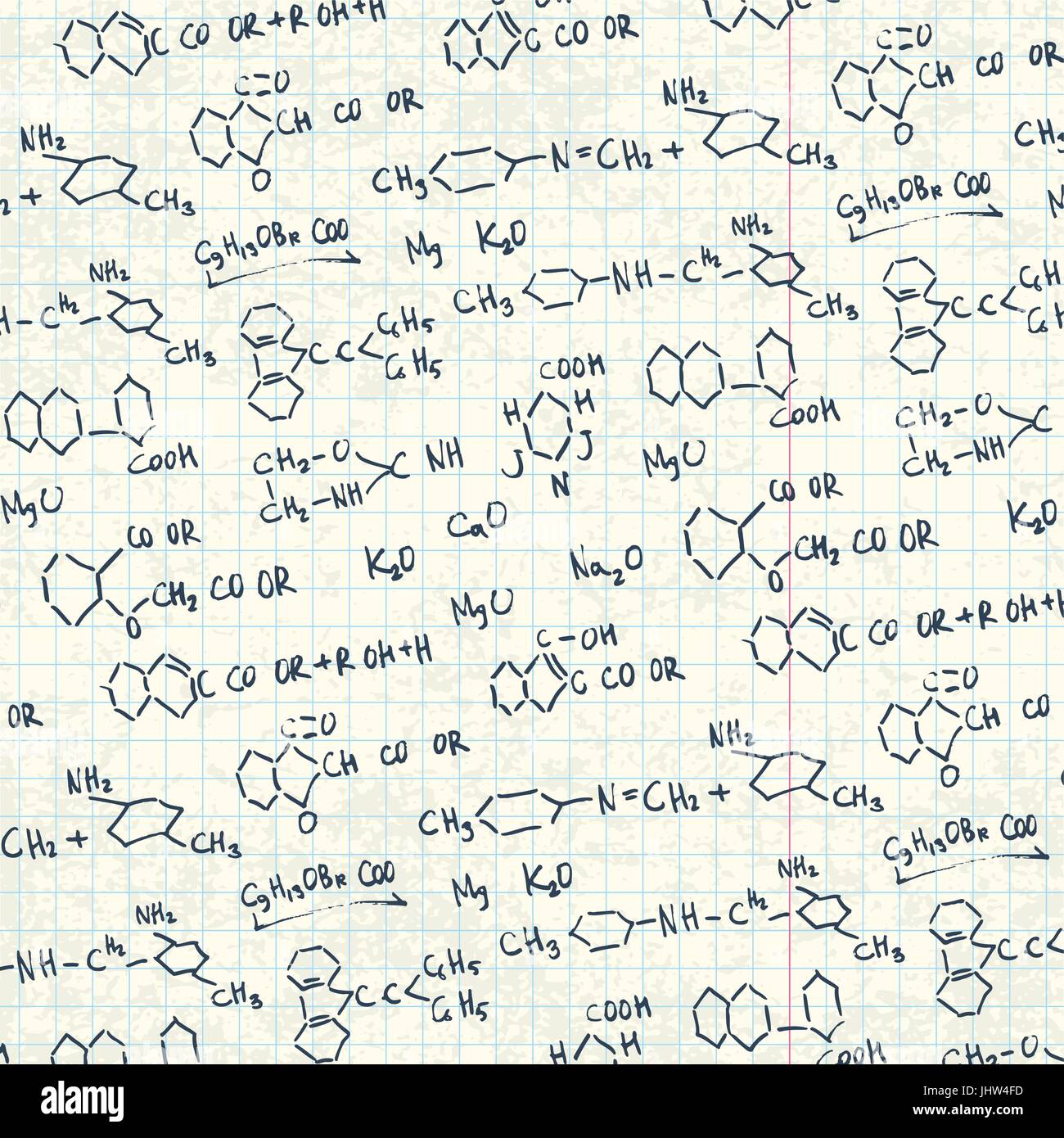 Abstract Chemistry Formulas On Exercise Book Paper Sheet Vector Abstract Chemistry Formulas On Exercise Book Paper Sheet Vector