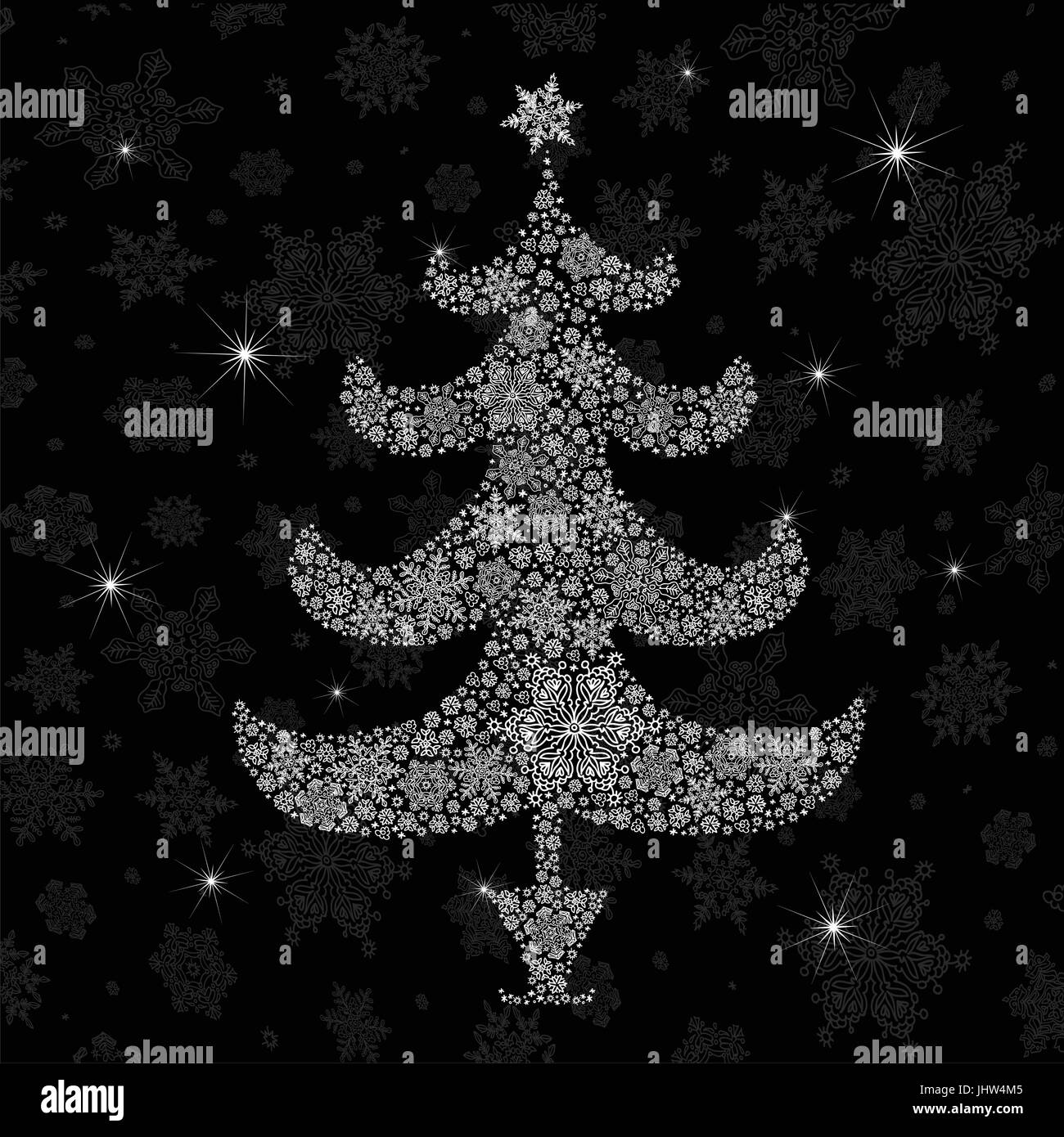 Christmas tree silhouette. Vector illustration, EPS8 Stock Vector Image