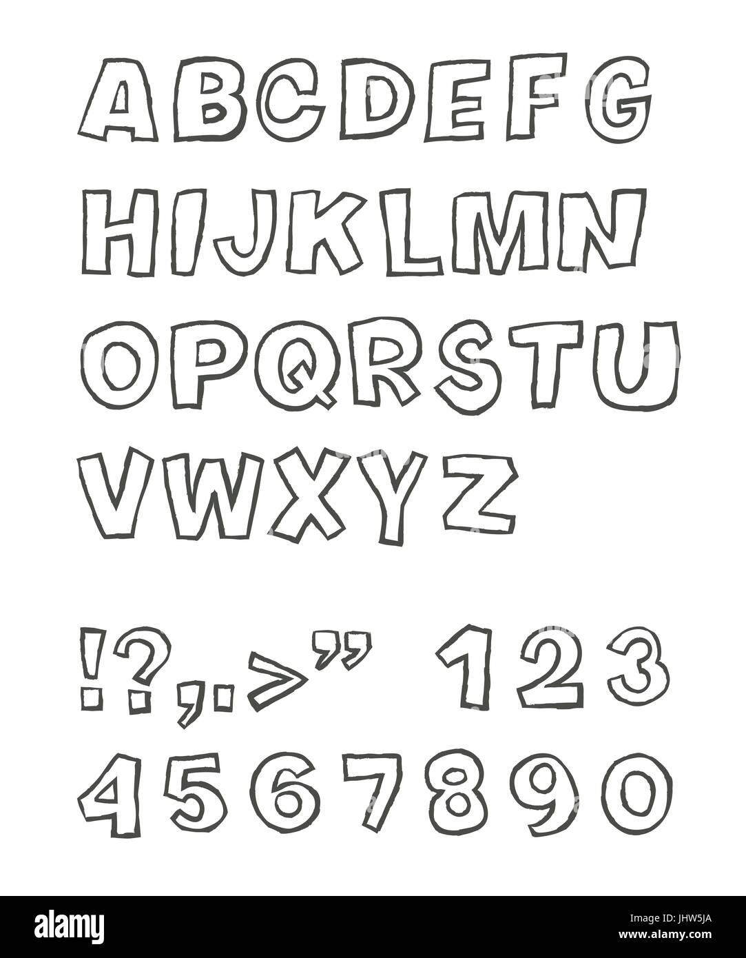 Handwritten sans-serif alphabet, vector, EPS 8 Stock Vector