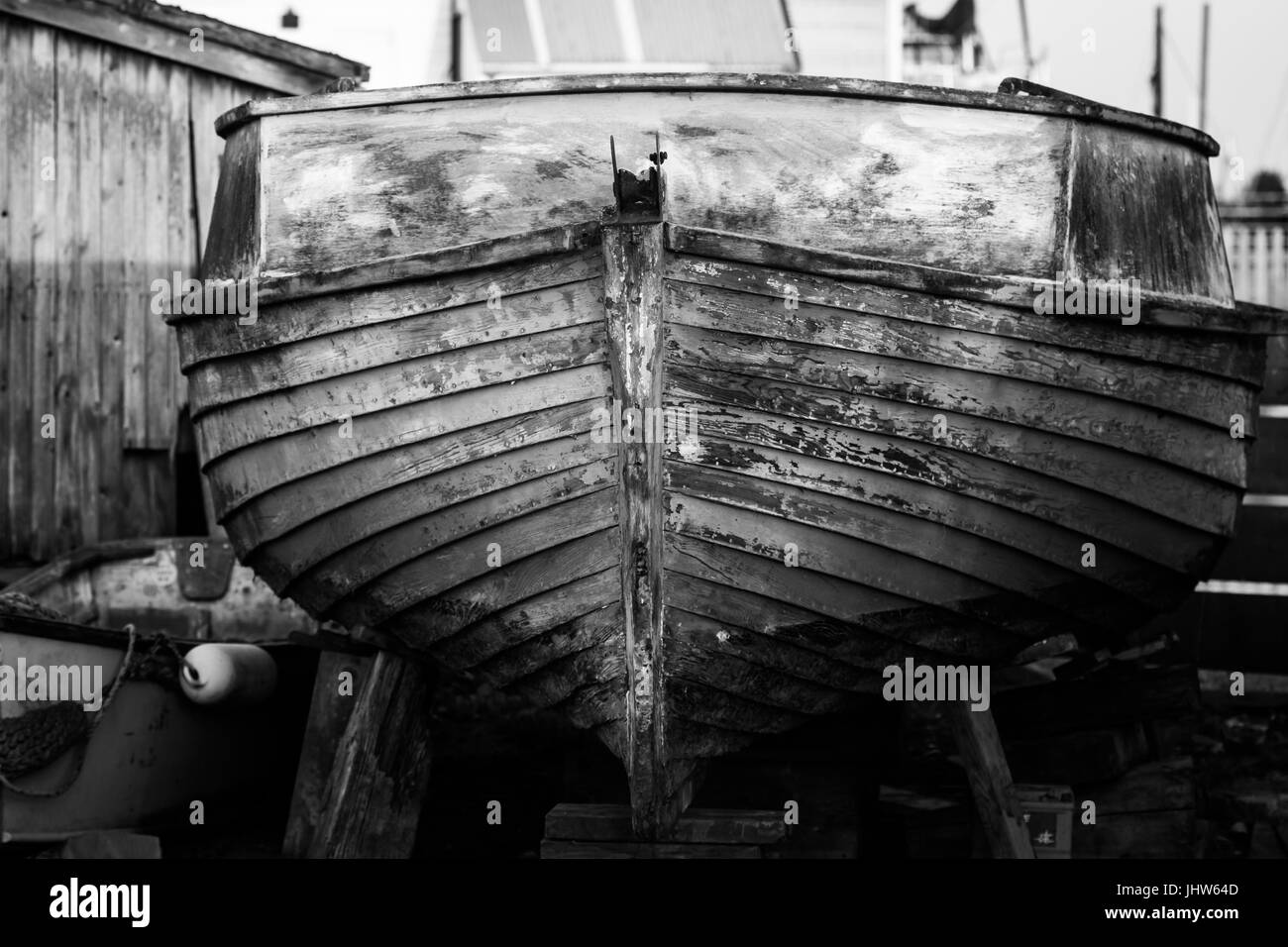 Old neglected boat Black and White Stock Photos & Images - Alamy