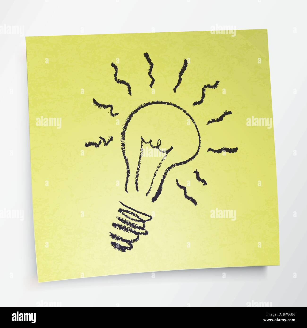 Idea symbol on sticky yellow paper. Vector illustration Stock Vector