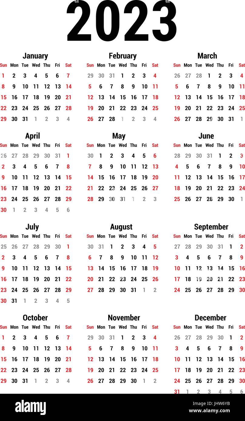 Wall Calendar 2023 Stock Vector Images Alamy
