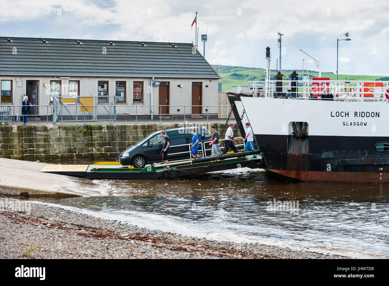 Largs, Scotland - August 17, 2011: A Caledonian MacBrayne ferry. The ferry travels between Largs on the Scottish mainland and the Isle of Cumbrae carr Stock Photo