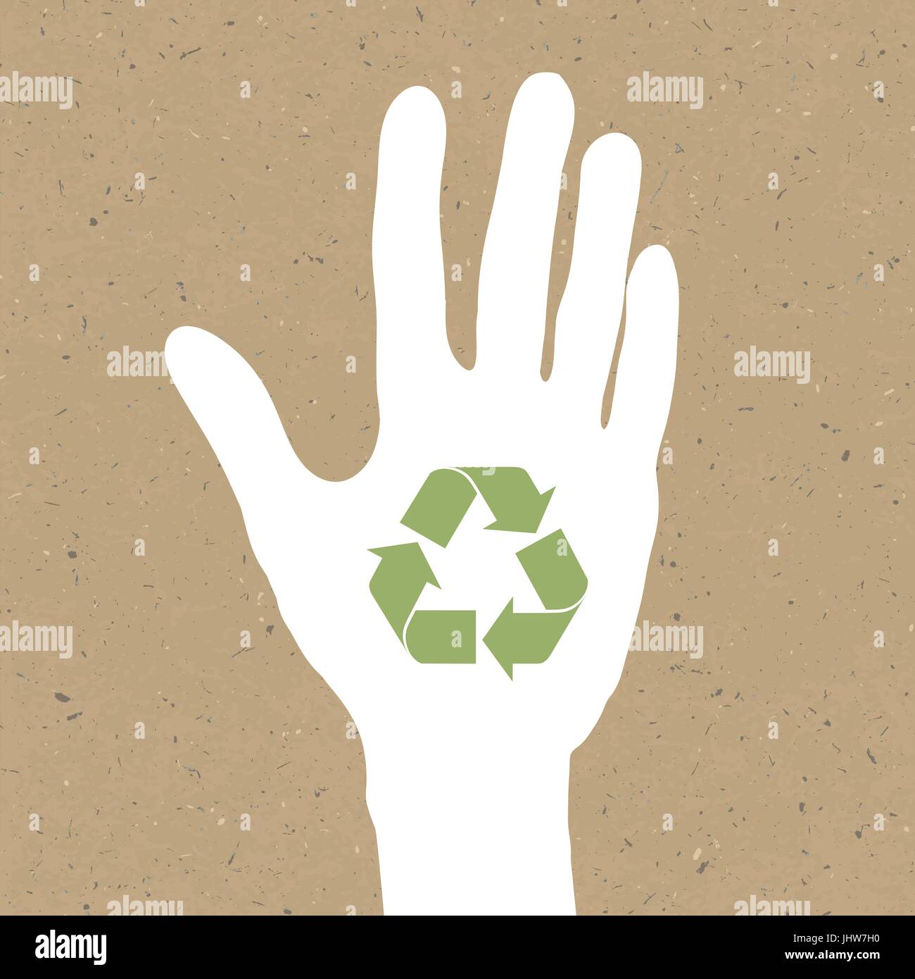 Reuse sign on hand silhouette on recycled paper. Vector, EPS10 Stock ...