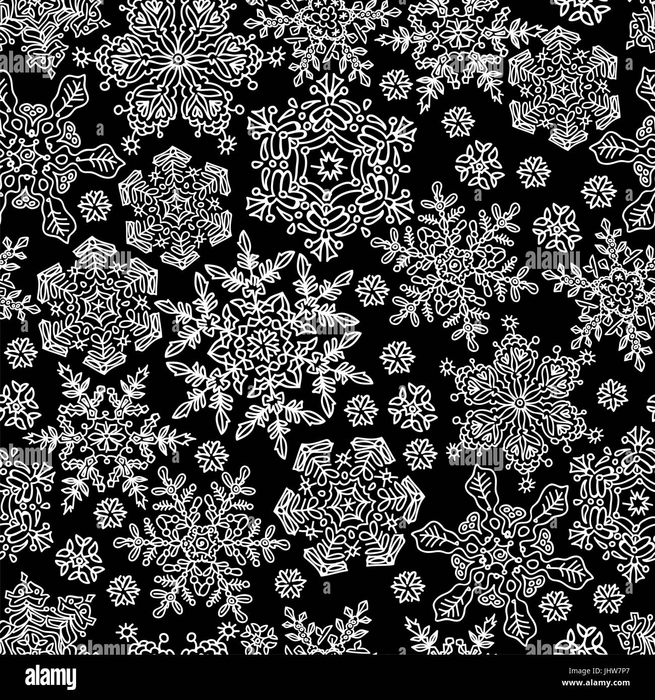 Seamless snowflakes pattern. White on black, vector, EPS8 Stock Vector ...