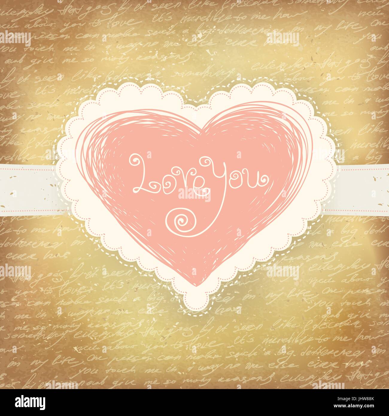 Beautiful greeting vintage Valentine`s card with pink heart. Vector, EPS10  Stock Vector Image \u0026 Art - Alamy, image size:1300x1390