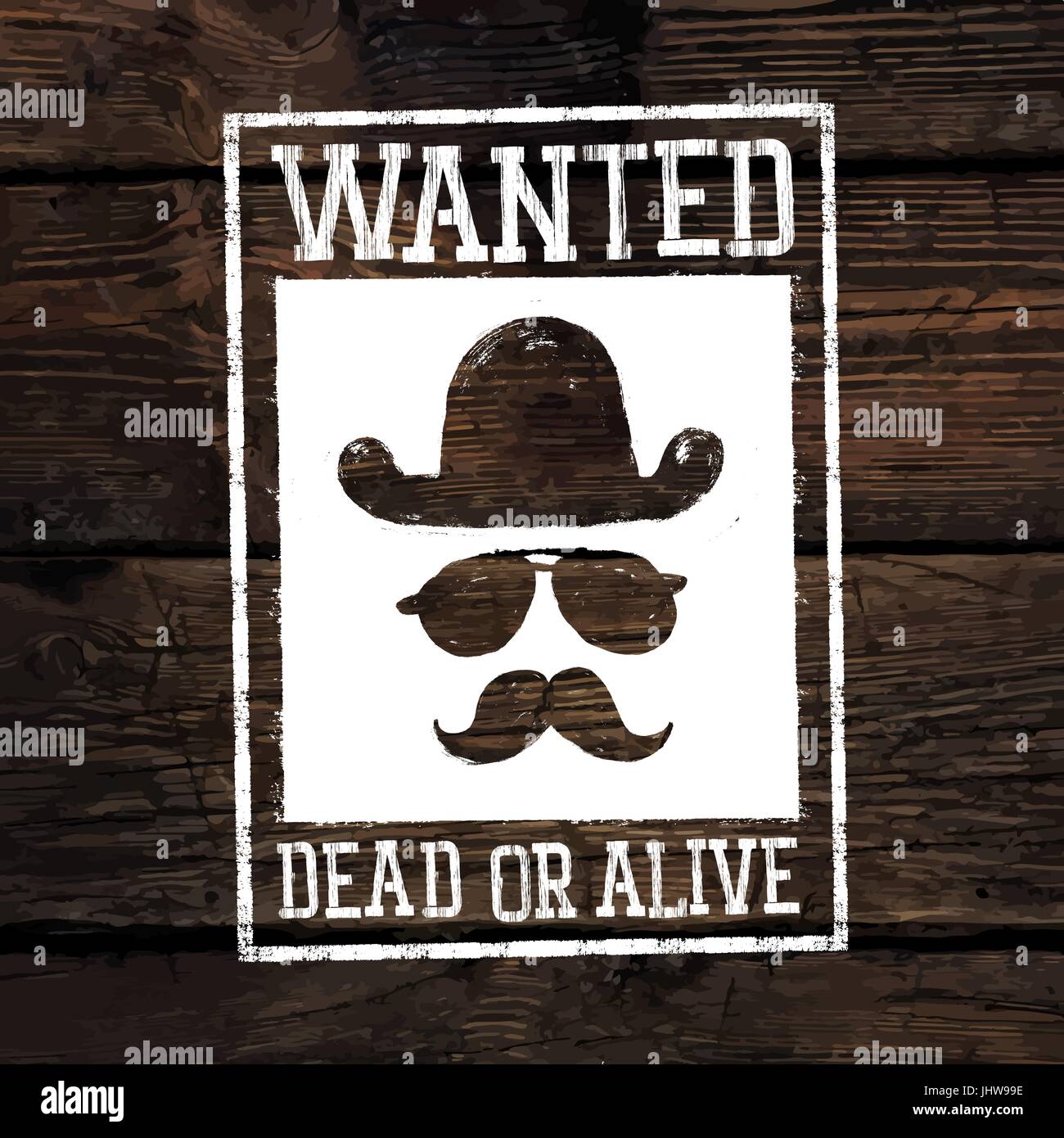 Old styled wild west poster 'Wanted dead or alive...'. On wooden wall texture Stock Vector