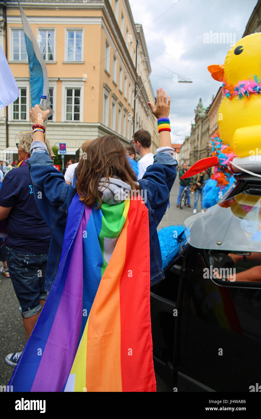Munich, Germany. 15th July, 2017. Pride car. Today the Pride (Christopher  Street Day) took place in Munich. Several political and queer groups such  as some corporations organized it and participated. Credit: Alexander