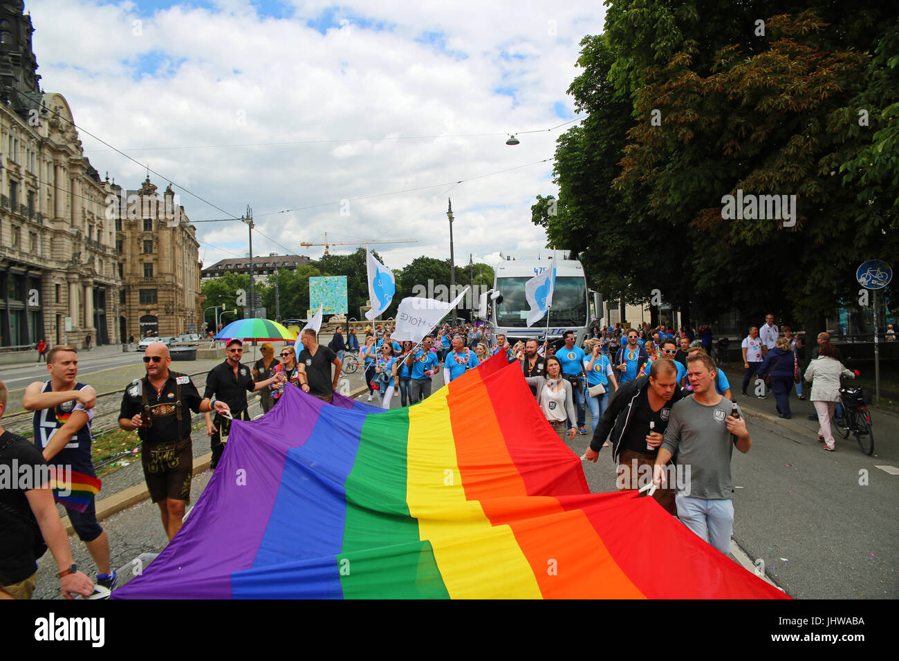 Munich, Germany. 15th July, 2017. Pride car. Today the Pride (Christopher  Street Day) took place in Munich. Several political and queer groups such  as some corporations organized it and participated. Credit: Alexander