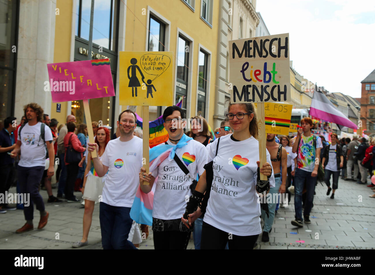 Munich, Germany. 15th July, 2017. Pride car. Today the Pride (Christopher  Street Day) took place in Munich. Several political and queer groups such  as some corporations organized it and participated. Credit: Alexander