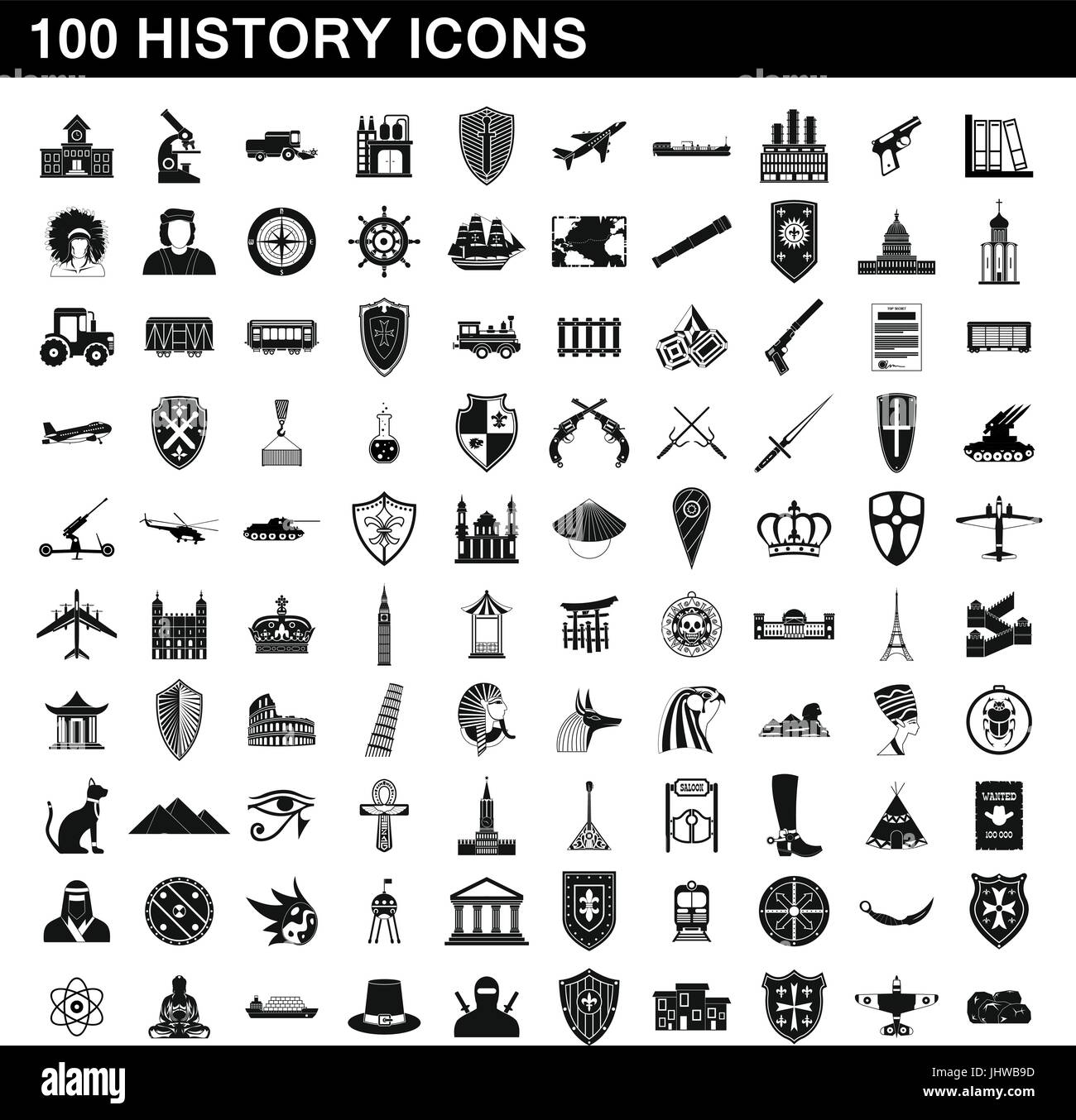100 history icons set, simple style Stock Vector Image & Art Alamy