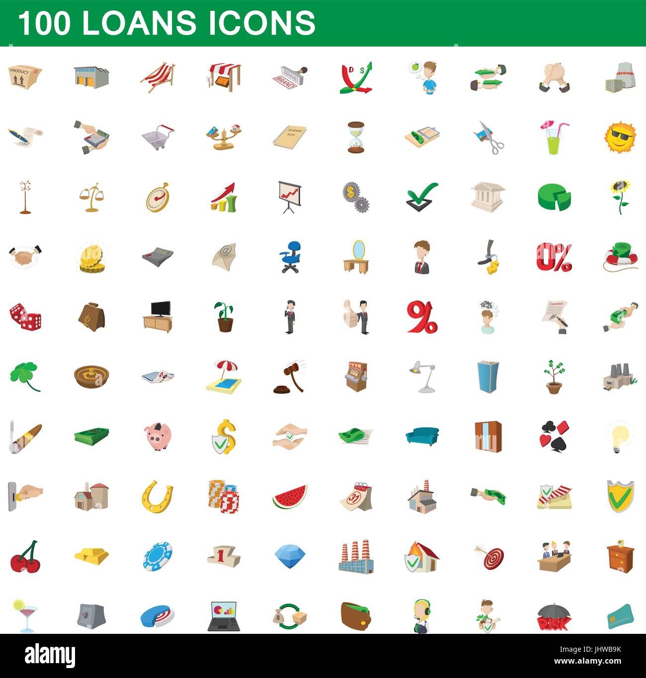 100 loans icons set, cartoon style Stock Vector Image & Art - Alamy