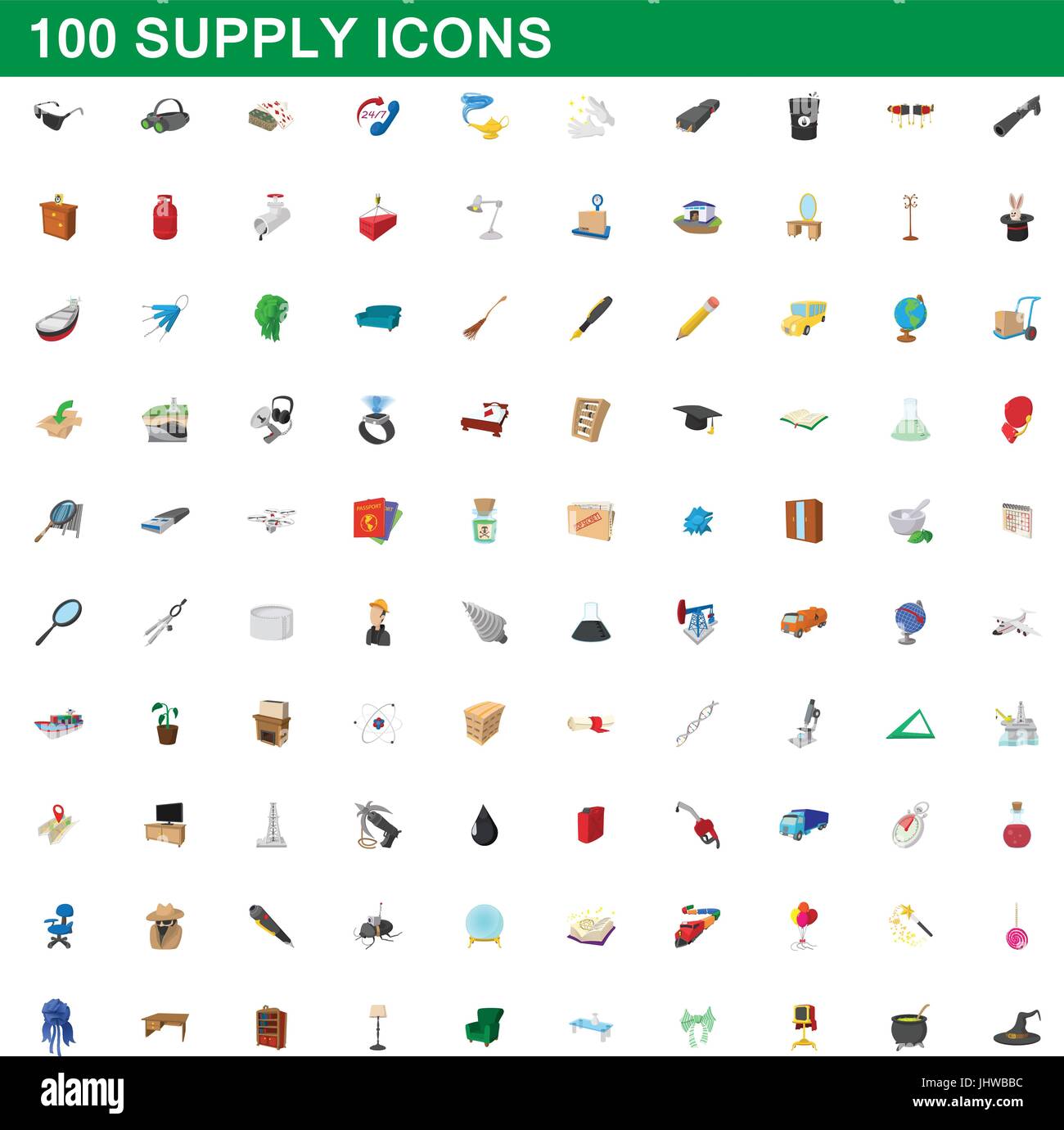 100 supply icons set, cartoon style Stock Vector Image & Art - Alamy