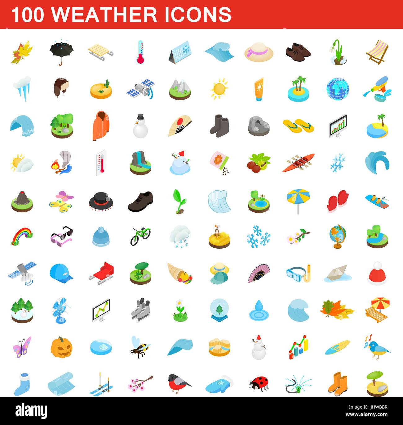 100 weather icons set, isometric 3d style Stock Vector Image & Art - Alamy