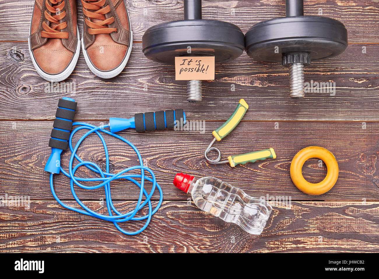 Sportsman equipment for physical training. Stock Photo