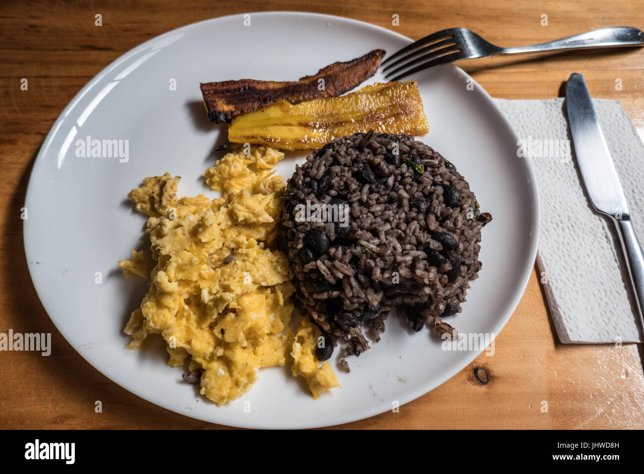 Typical casado food for breakfast, Costa Rica Stock Photo