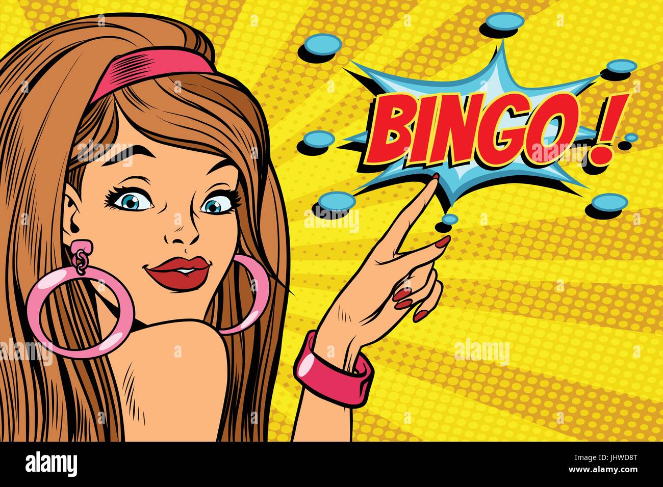 pop art woman bingo. retro vector illustration Stock Vector