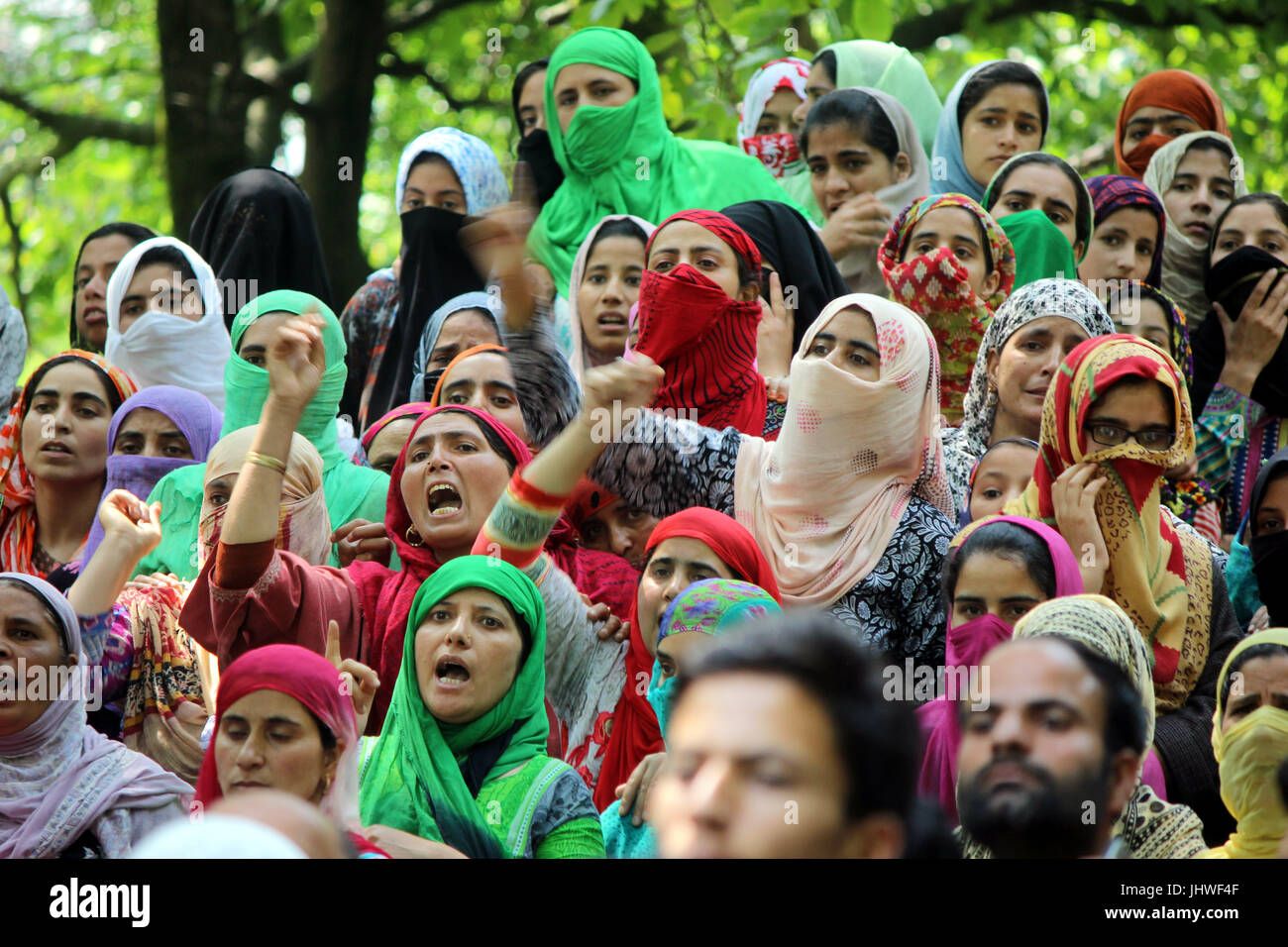 Tral, India. 16th July, 2017. Kashmiri Muslim women shouted Anti Indian ...