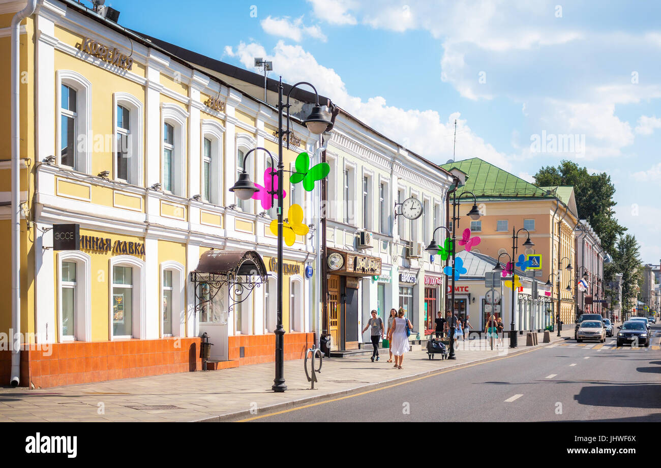 MOSCOW - AUGUST 7, 2016: View of Pyatnitskaya street with historical buildings. This area was reconstructed in 2014. Stock Photo