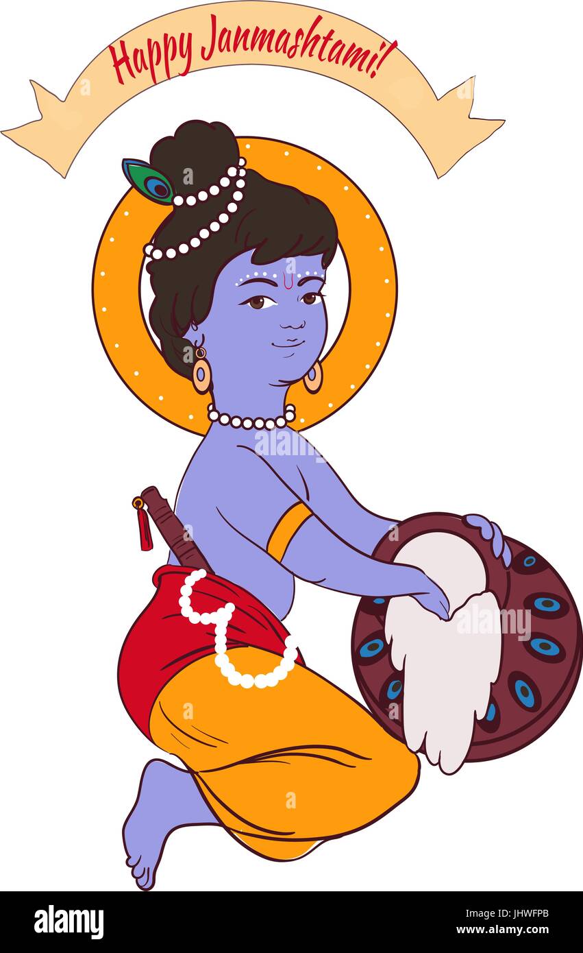Little baby Krishna with a pot of butter Stock Vector Image & Art - Alamy