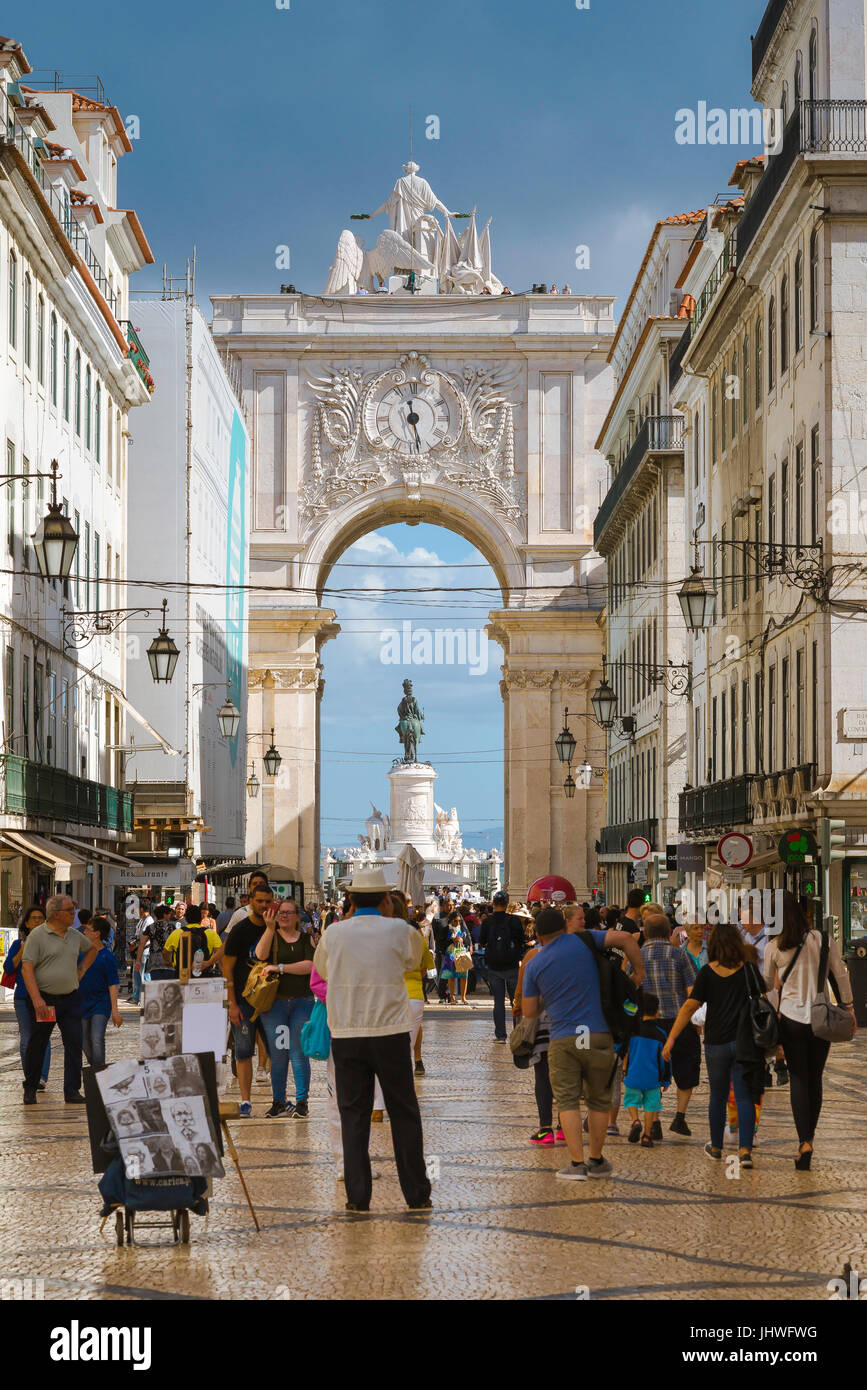 Lisbon Rua Augusta View Of The Rua Augusta The Main Thoroughfare In 