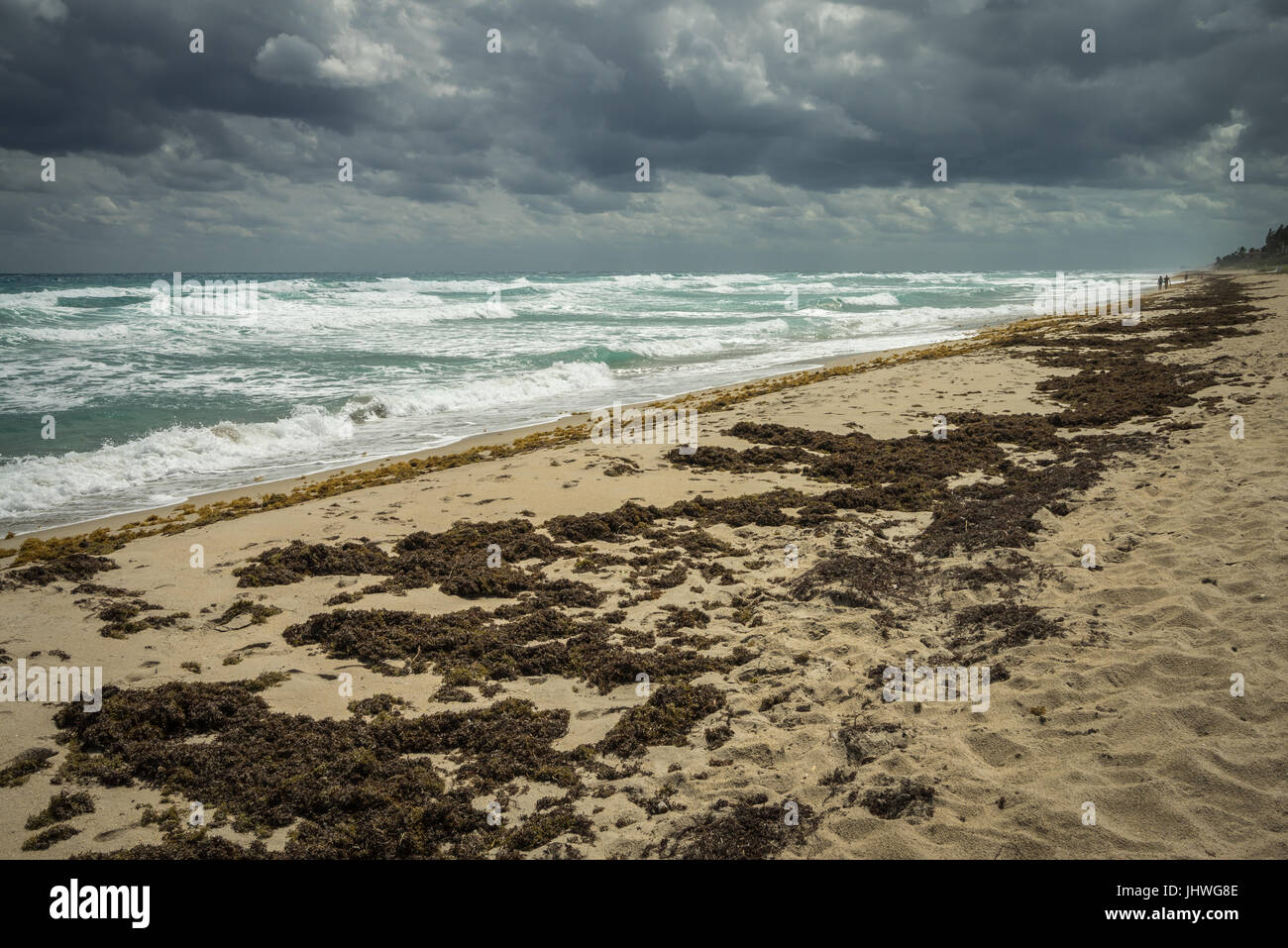 Stormy winter weather moves in over a beach in Palm Beach County, Florida, USA. Stock Photo